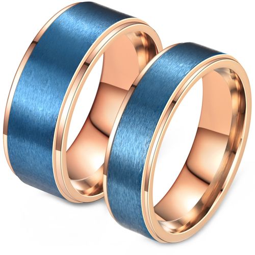 ***COI Titanium Blue Rose Step Edges Ring-00059BB