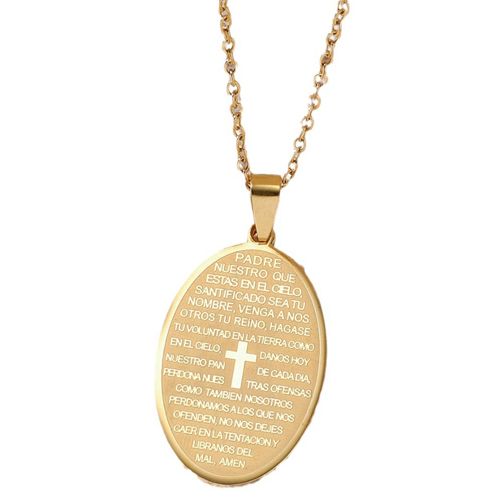 ***COI Titanium Black/Gold Tone/Rose/Silver Cross Prayer Pendant-00192BB