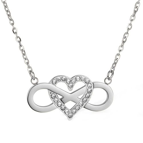 ***COI Titanium Gold Tone/Silver Infinity Heart Cubic Zirconia Necklace(Length: 19.68 inches)-00252BB