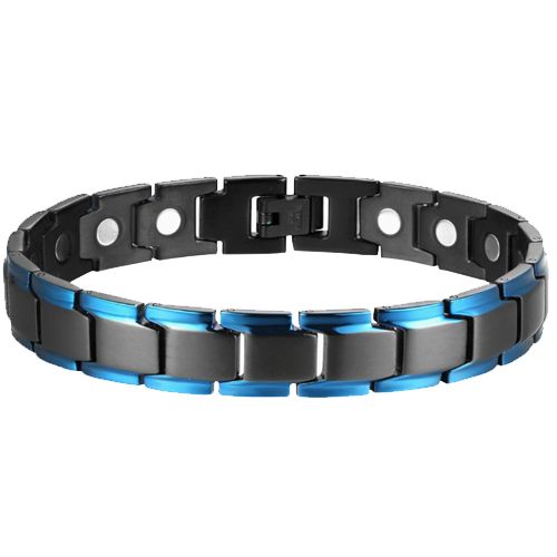 ***COI Titanium Black Blue Bracelet With Steel Clasp(Length: 8.46 inches)-00690BB