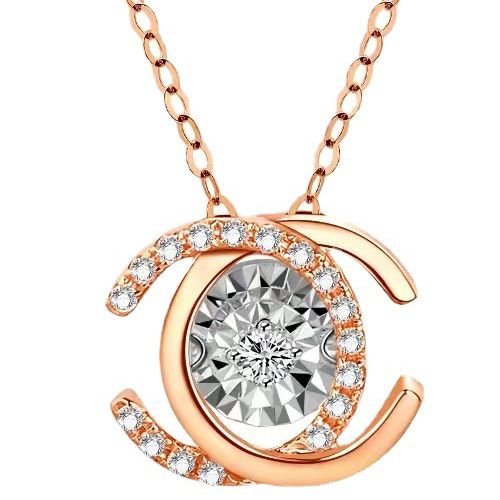 **COI Rose Titanium Cubic Zirconia Necklace(Length:17.70 inches)-9725BB