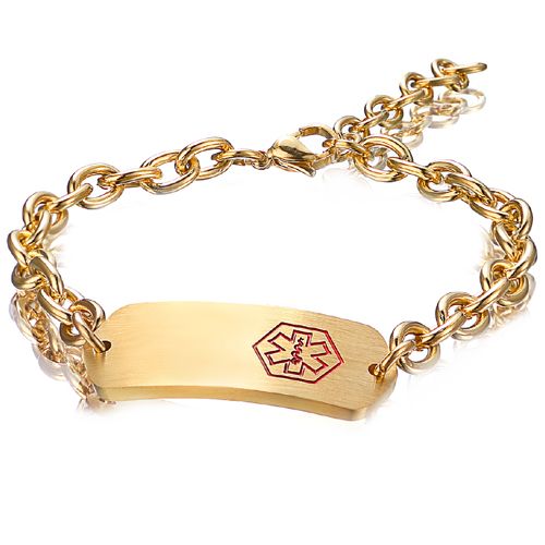 **COI Titanium Gold Tone/Silver Medical Alert Bracelet With Steel Clasp(Length: 8.66 inches)-9778BB