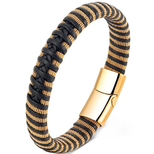 **COI Titanium Black Gold Tone Bracelet With Steel Clasp(Length: 8.27 inches)-9810BB