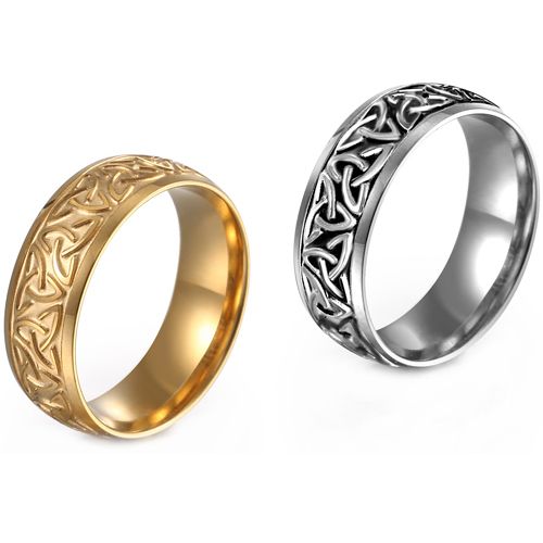 **COI Titanium Black Silver/Gold Tone Trinity Knots Celtic Ring-9817BB