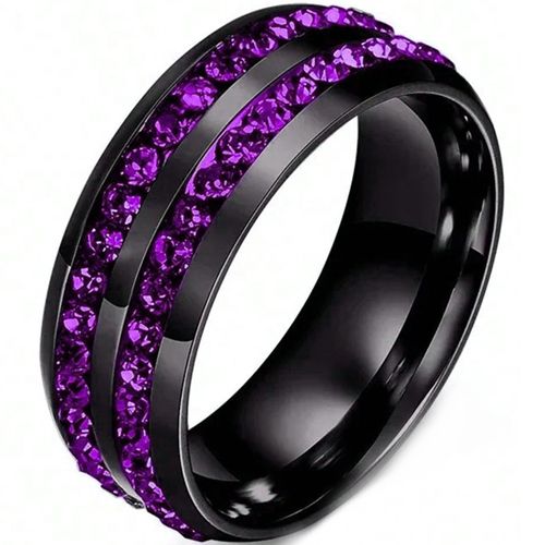 **COI Black Titanium Dome Court Ring With Cubic Zirconia-9823BB