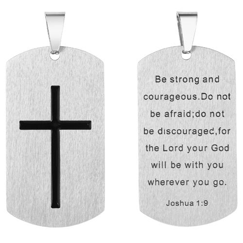 **COI Titanium Black Cross Dog Tag Pendant With Lord Prayer-9824BB