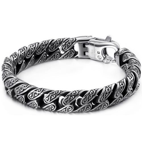 **COI Titanium Black Silver Celtic Bracelet With Steel Clasp(Length: 9.06 inches)-9829BB