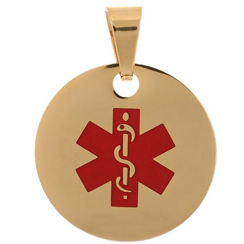 **COI Titanium Gold Tone/Silver Medical Alert Pendant-9845BB