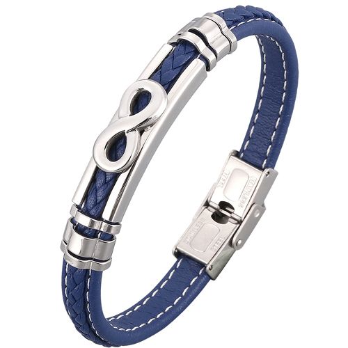 **COI Titanium Infinity Genuine Leather Bracelet With Steel Clasp(Length: 8.27 inches)-9881BB