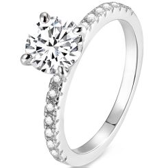 ***COI Sterling Silver 925 Solitaire Ring With Cubic Zirconia-00345BB