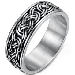 **COI Titanium Black Silver Infinity Celtic Ring-9822BB