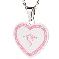 **COI Titanium Silver & Rose Medical Alert Pendant-00017BB