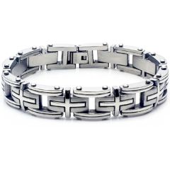 ***COI Titanium Cross Bracelet With Steel Clasp(Length: 8.27 inches)-00228BB