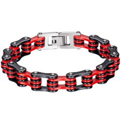 ***COI Titanium Black Red Bracelet With Steel Clasp(Length: 8.66 inches)-00229BB