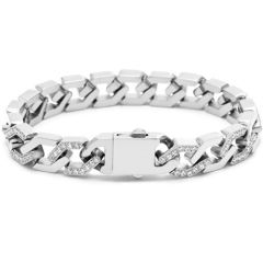 ***COI Titanium Cubic Zirconia Bracelet With Steel Clasp(Length: 8.46 inches)-00239BB