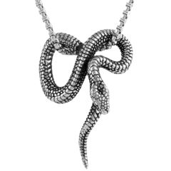 ***COI Titanium Black Silver Infinity Snake Pendant-00694BB