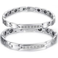 COI Titanium Cubic Zirconia Bracelet With Steel Clasp(Length: 7.87 inches)-8497BB