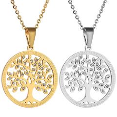 **COI Titanium Gold Tone/Silver Life Tree Pendant With Cubic Zirconia-9816BB