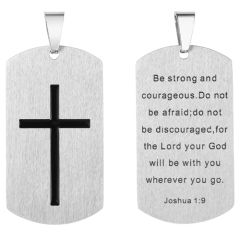 **COI Titanium Black Cross Dog Tag Pendant With Lord Prayer-9824BB