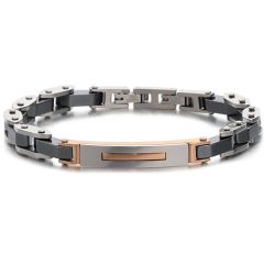 **COI Titanium Black/Roe Silver Bracelet With Steel Clasp(Length: 8.27 inches)-9876BB