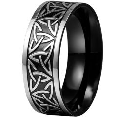 **COI Titanium Black Silver Trinity Knots Ring-9892BB