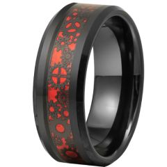 **COI Black Titanium Gears Beveled Edges Ring-9895BB