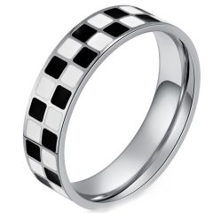 **COI Titanium Gold Tone/Silver Checkered Flag Ring-9954BB