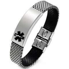**COI Titanium Medical Alert Bracelet With Steel Clasp(Length: 7.48 inches)-9973BB