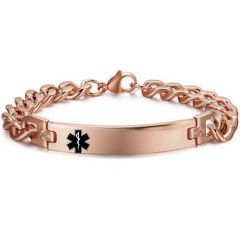 **COI Rose Titanium Medical Alert Bracelet With Steel Clasp(Length: 8.66 inches)-9977BB